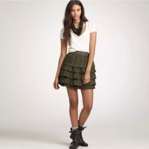 J-Crew 100% silk ruffle tiered mini skirt size 2